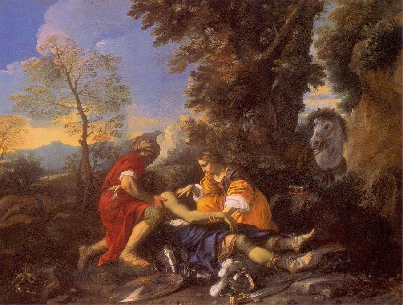 MOLA, Pier Francesco Herminia and Vafrino Tending the Wounded Tancred Sweden oil painting art